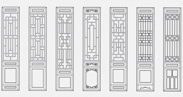 东坡常用中式仿古花窗图案隔断设计图